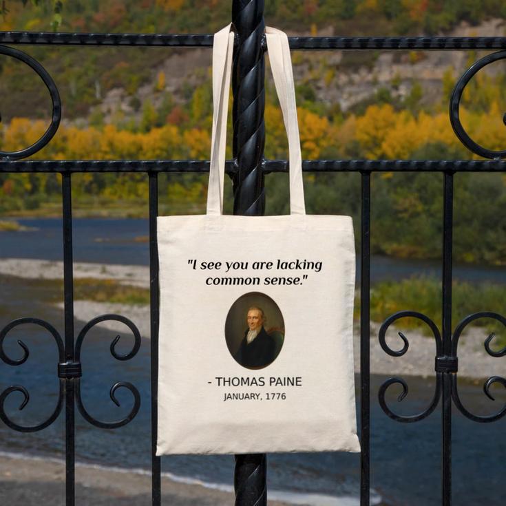 Thomas Paine Common Sense USA History Teacher Student Canvas Tote Bag, History Teacher Gifts, funny design Thomas Paine Common Sense USA History Teacher Student Canvas Tote Bag, History Teacher Gifts, funny design