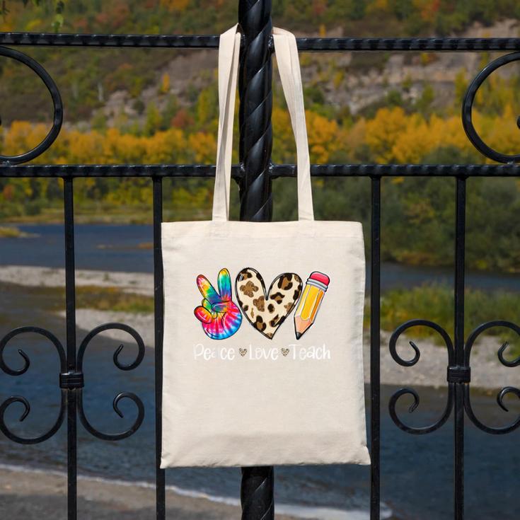 Tie Dye Hippie Peace Love Teach Teacher Appreciation Canvas Tote Bag, funny design