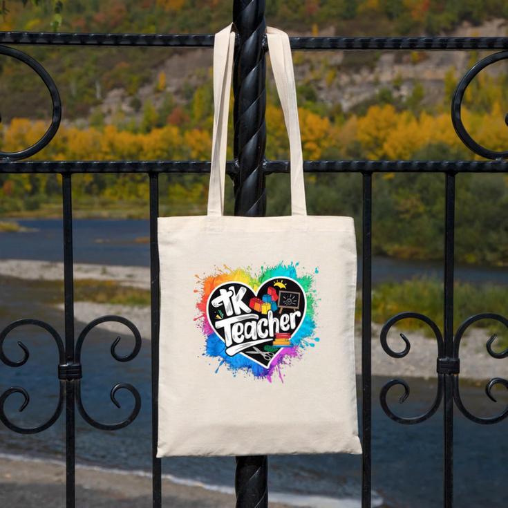 TK Teacher Transitional Kindergarten Heart Back To School Canvas Tote Bag, funny design