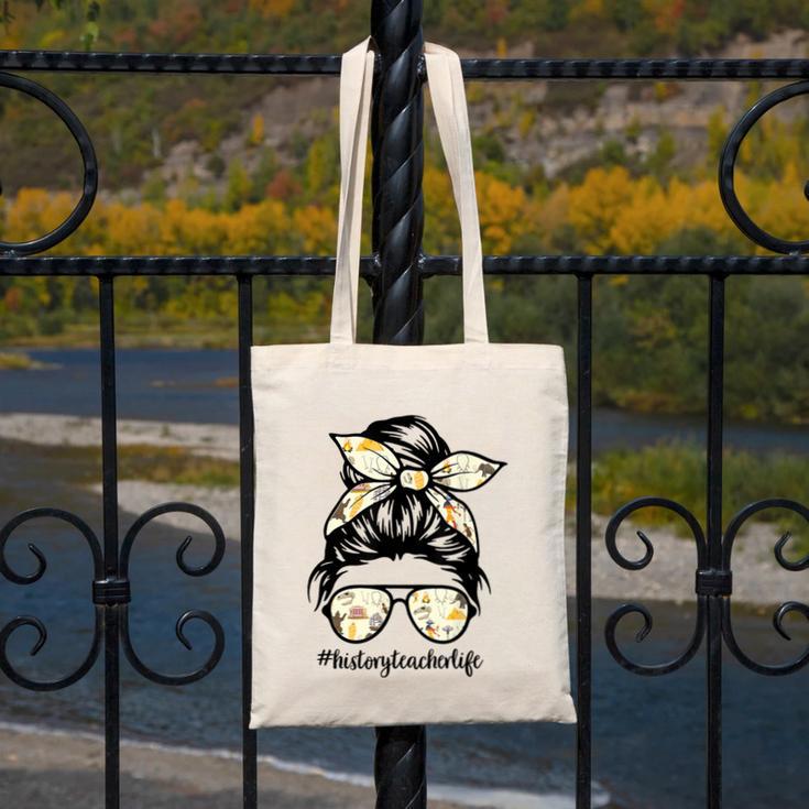 History Teacher Messy Bun Life Hair Glasses Canvas Tote Bag, History Teacher Gifts, funny design History Teacher Messy Bun Life Hair Glasses Canvas Tote Bag, History Teacher Gifts, funny design