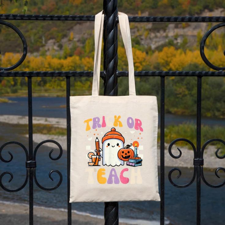 Trick Or Teach Ghost Teacher School Halloween Men Women Canvas Tote Bag, funny design