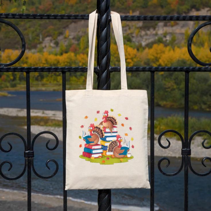 Turkey Reading Books Fall Season Thanksgiving Teacher Book Canvas Tote Bag, funny design Turkey Reading Books Fall Season Thanksgiving Teacher Book Canvas Tote Bag, funny design