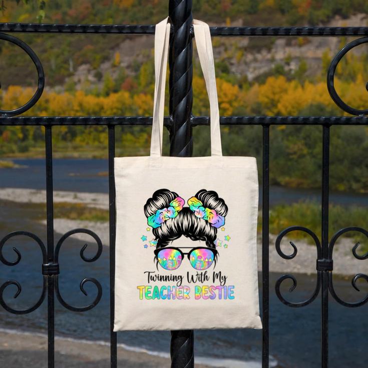 Twin Day Friends Teacher Twinning With My Bestie Canvas Tote Bag, Friend Gifts, funny design Twin Day Friends Teacher Twinning With My Bestie Canvas Tote Bag, Friend Gifts, funny design