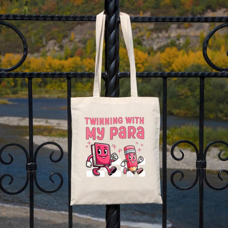 Twinning With My Para Teacher Matching Paraprofessional 70s For Men Women Canvas Tote Bag, funny design Twinning With My Para Teacher Matching Paraprofessional 70s For Men Women Canvas Tote Bag, funny design