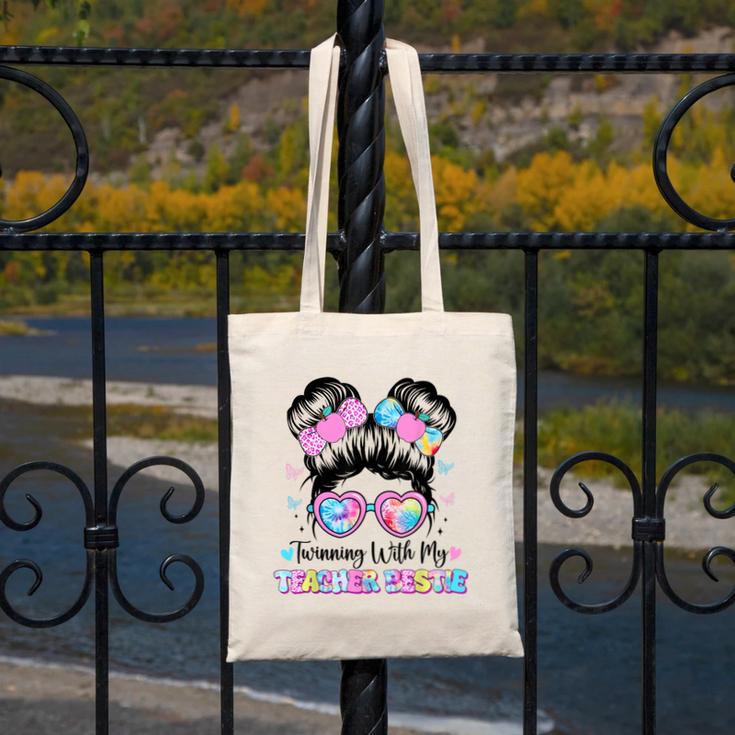 Twinning With My Teacher Bestie Twin Day Friends Teacher Canvas Tote Bag, Friend Gifts, funny design