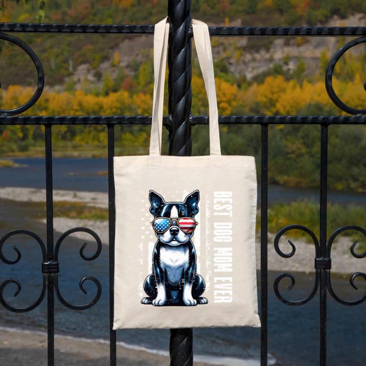 USA Flag Boston Terrier Best Dog Mom Ever 2025 Canvas Tote Bag, Couple Gifts, Mom Gifts, Boston Terrier Mom Gifts, funny design
