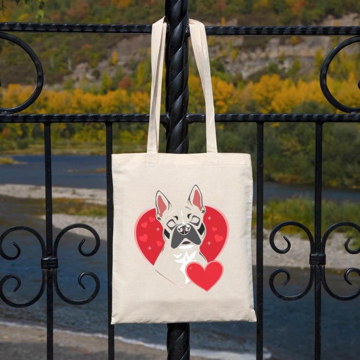 Valentine's Day Boston Terrier Canvas Tote Bag, funny design
