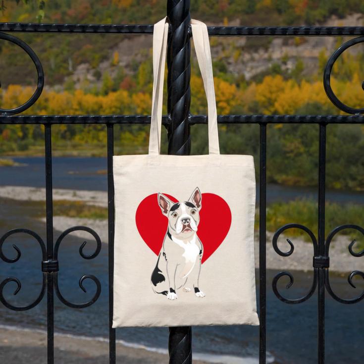 Valentine's Day Boston Terrier Lover Canvas Tote Bag, funny design