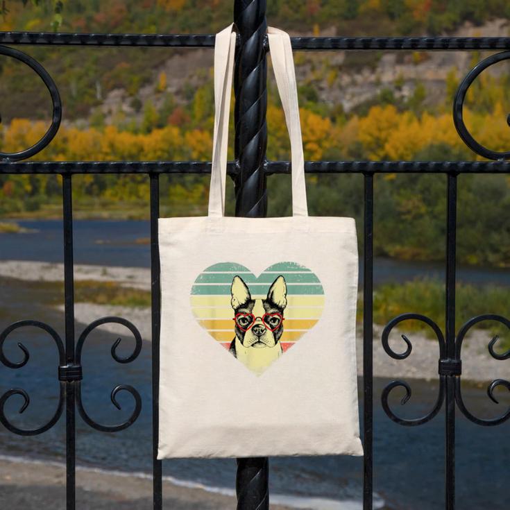 Vintage American Boston Terrier Lovers Valentine's Day Canvas Tote Bag, American Boston Terrier Gifts, funny design