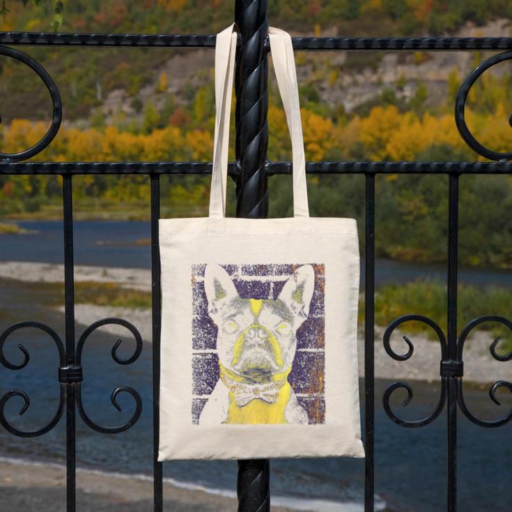 Vintage Boston Terrier Dog Canvas Tote Bag, funny design
