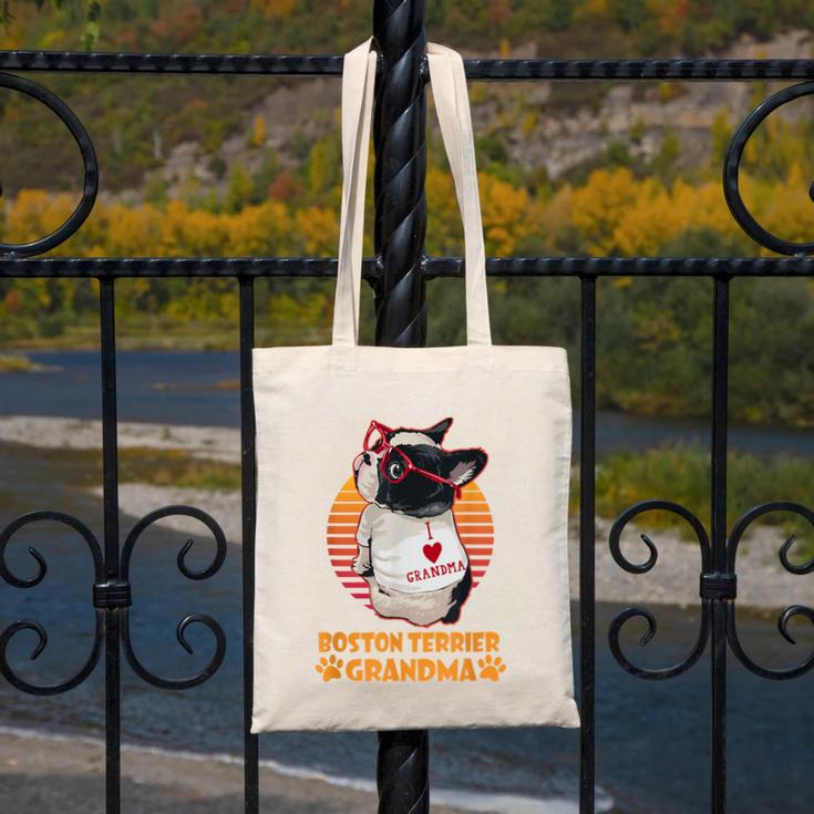 Vintage Boston Terrier Grandma Wear Sunglasses Dog Lover Men Women Girls Kids Canvas Tote Bag, funny design