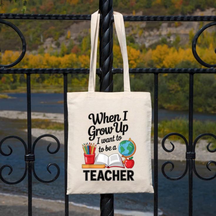 When I Grow Up I Want To Be Teacher Kids Canvas Tote Bag, funny design When I Grow Up I Want To Be Teacher Kids Canvas Tote Bag, funny design