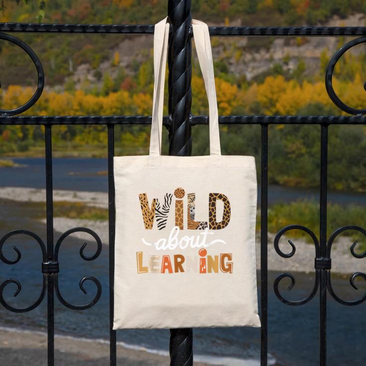 Wild About Learning Back To School First Day Teacher Student Canvas Tote Bag, funny design Wild About Learning Back To School First Day Teacher Student Canvas Tote Bag, funny design