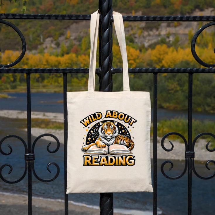Wild About Reading Tiger For Teachers & Students Canvas Tote Bag, funny design Wild About Reading Tiger For Teachers & Students Canvas Tote Bag, funny design