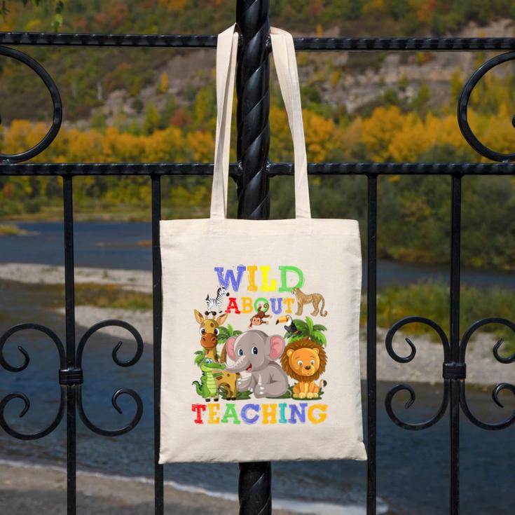 Wild About Teaching Safari Jungle School Teacher Canvas Tote Bag, funny design Wild About Teaching Safari Jungle School Teacher Canvas Tote Bag, funny design