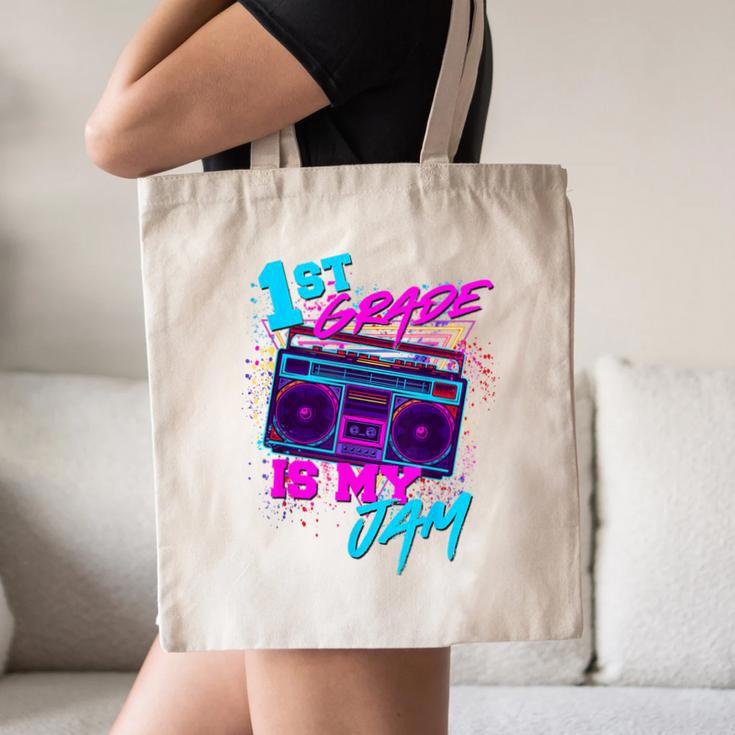 1st Grade Is My Jam Vintage 80s 80's Teacher Student Retro Canvas Tote Bag, novelty gifts, funny gifts 1st Grade Is My Jam Vintage 80s 80's Teacher Student Retro Canvas Tote Bag, novelty gifts, funny gifts