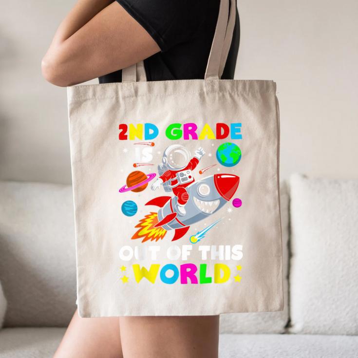 2nd Grade Is Out Of This World Space Rocket Planets Teacher Canvas Tote Bag, novelty gifts, funny gifts