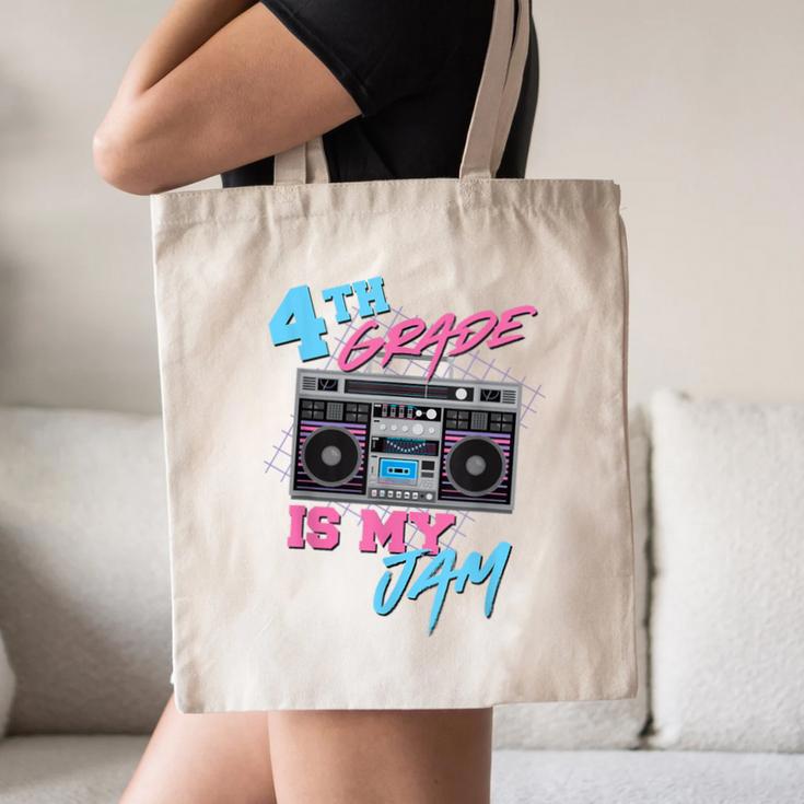 4th Grade Is My Jam Vintage 80s Boombox Teacher Student Canvas Tote Bag, novelty gifts, funny gifts 4th Grade Is My Jam Vintage 80s Boombox Teacher Student Canvas Tote Bag, novelty gifts, funny gifts