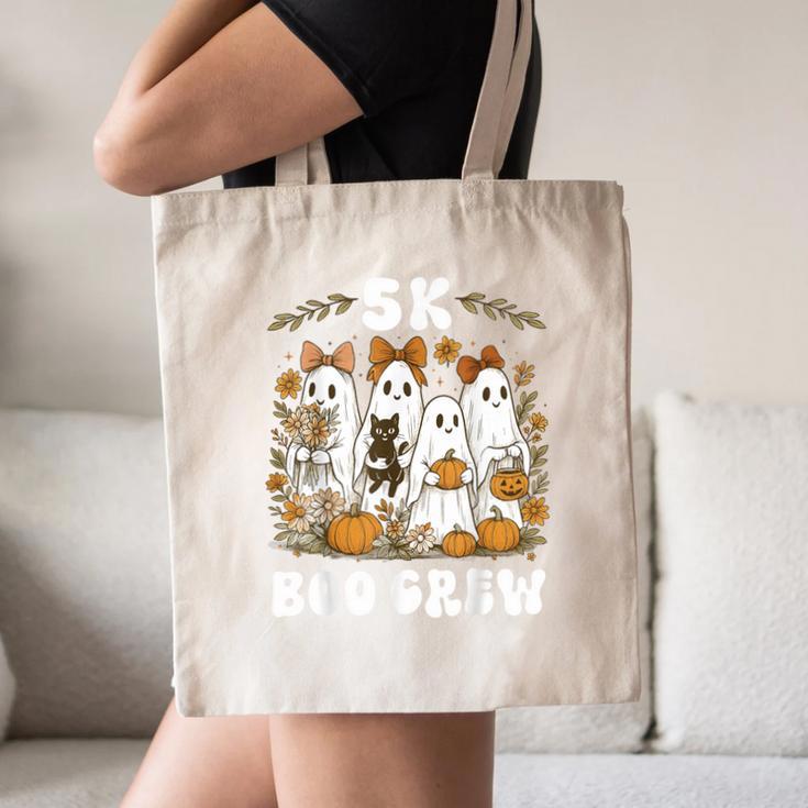 5K Boo Crew Halloween Teacher K5 Floral Ghost Trick Or Teach Canvas Tote Bag, novelty gifts, funny gifts 5K Boo Crew Halloween Teacher K5 Floral Ghost Trick Or Teach Canvas Tote Bag, novelty gifts, funny gifts