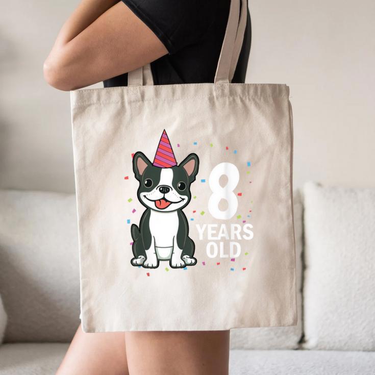 8 Years Old Birthday Boston Terrier Dog Lover 8th Party Kid Canvas Tote Bag, novelty gifts, funny gifts