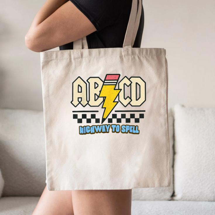 ABCD Highway To Spell Pencil Teacher & Student Font Me Canvas Tote Bag, novelty gifts, funny gifts ABCD Highway To Spell Pencil Teacher & Student Font Me Canvas Tote Bag, novelty gifts, funny gifts