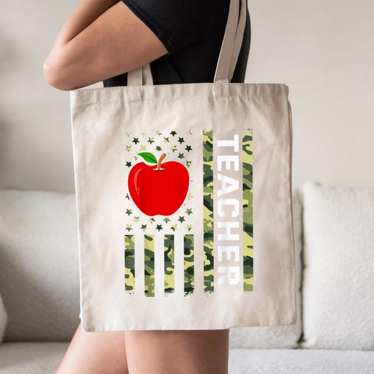 American Flag Camouflage Teacher Patriotic 4th Of July Canvas Tote Bag, novelty gifts, funny gifts