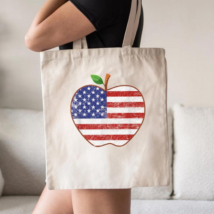 American Flag Teachers Students Apple 4th Of July Vintage Canvas Tote Bag, novelty gifts, funny gifts American Flag Teachers Students Apple 4th Of July Vintage Canvas Tote Bag, novelty gifts, funny gifts