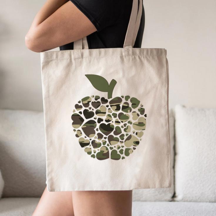 Apple Hearts Teacher Camouflage Clothing School Camo Apple For Men Women Girls Kids Canvas Tote Bag, novelty gifts, funny gifts Apple Hearts Teacher Camouflage Clothing School Camo Apple For Men Women Girls Kids Canvas Tote Bag, novelty gifts, funny gifts