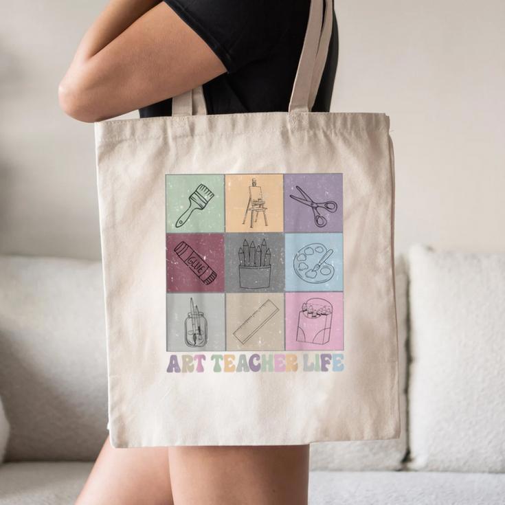Art Teacher Life Retro Groovy Teaching Future Artists Canvas Tote Bag, novelty gifts, funny gifts
