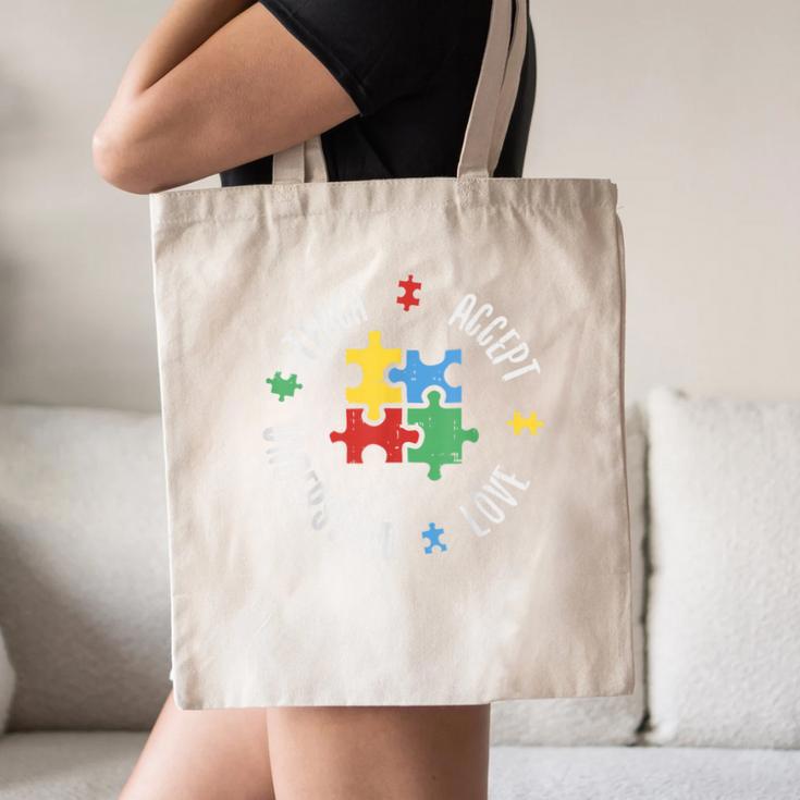 Autism Awareness Teacher Shirt Teach Accept Understand Love Canvas Tote Bag, novelty gifts, funny gifts Autism Awareness Teacher Shirt Teach Accept Understand Love Canvas Tote Bag, novelty gifts, funny gifts