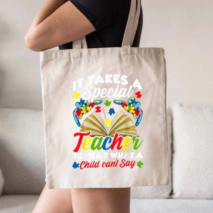 Autism Awareness Teacher Shirts It Takes A Special Teacher Canvas Tote Bag, novelty gifts, funny gifts