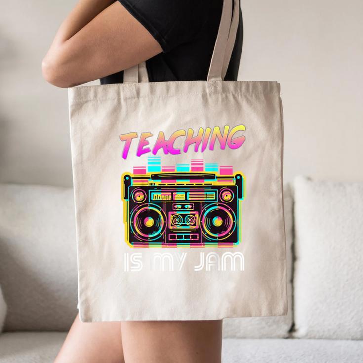 Back To School Retro Teaching Is My Jam 80s Teacher Boombox Canvas Tote Bag, novelty gifts, funny gifts Back To School Retro Teaching Is My Jam 80s Teacher Boombox Canvas Tote Bag, novelty gifts, funny gifts