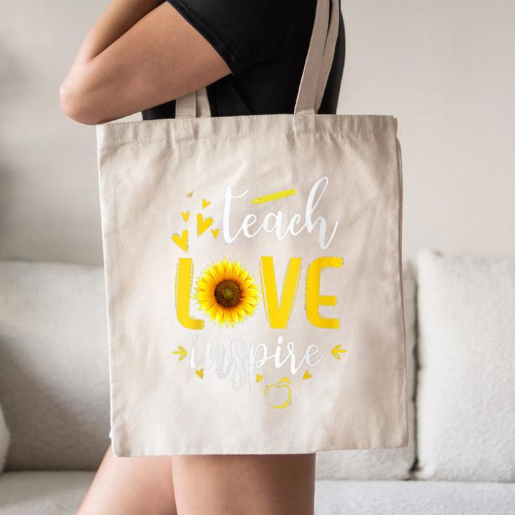 Back To School Teach Love And Inspire Teacher Sunflower Canvas Tote Bag, novelty gifts, funny gifts Back To School Teach Love And Inspire Teacher Sunflower Canvas Tote Bag, novelty gifts, funny gifts