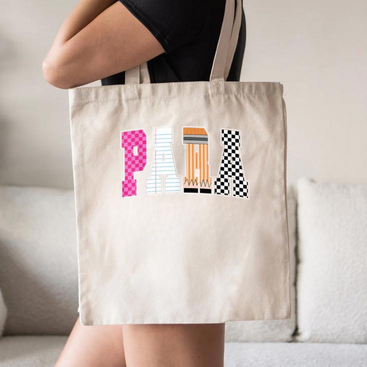 Back To School Teacher Para Preppy Checkered Para Life Canvas Tote Bag, novelty gifts, funny gifts
