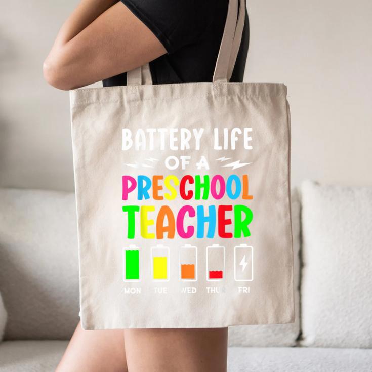 Battery Life Of a Preschool School Teacher School Week Canvas Tote Bag, novelty gifts, funny gifts Battery Life Of a Preschool School Teacher School Week Canvas Tote Bag, novelty gifts, funny gifts