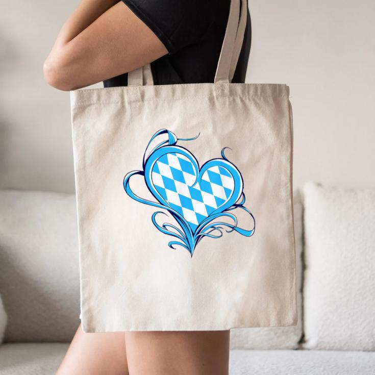 Bavarian Flag As Heart Blue Diamond Bavaria Canvas Tote Bag, novelty gifts, funny gifts