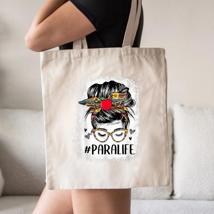 Bleached Teacher Para Life Paraprofessional Cute Messy Bun For Men Women Girls Kids Canvas Tote Bag, novelty gifts, funny gifts