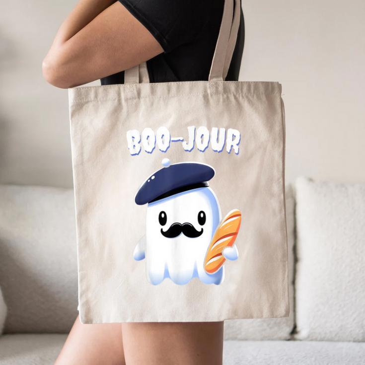 Boo Jour Ghost French Teacher Vintage Teacherlife Groovy Canvas Tote Bag, novelty gifts, funny gifts