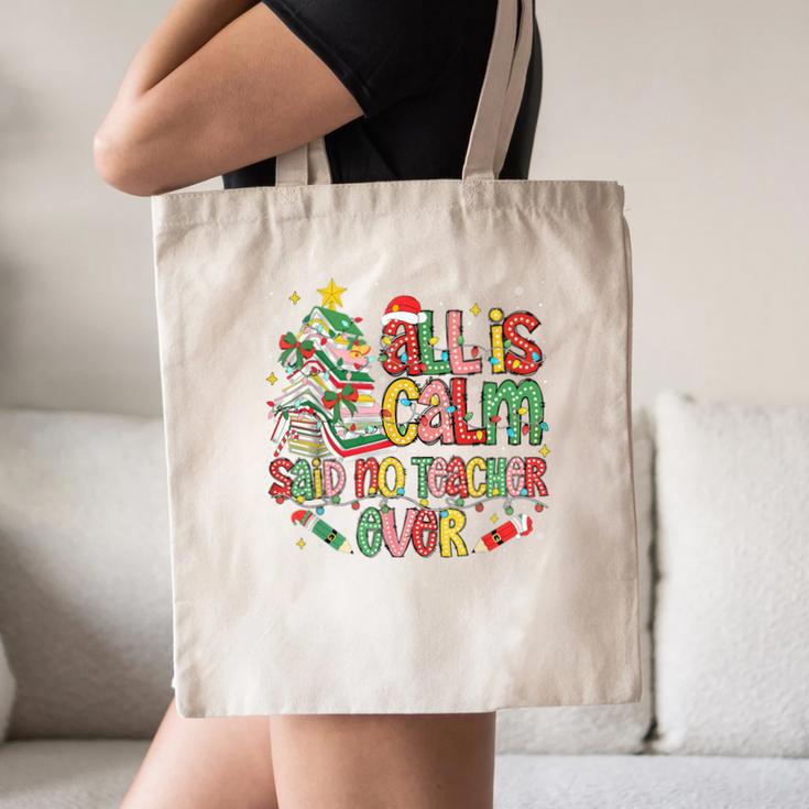 Book Tree All Is Calm Said No Teacher Ever Christmas Canvas Tote Bag, novelty gifts, funny gifts
