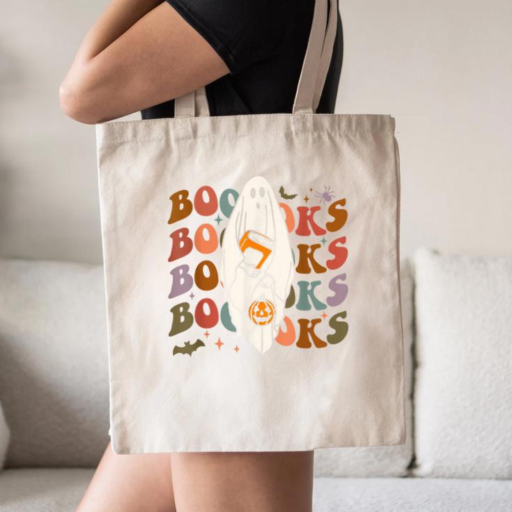 Booooks Ghost Halloween Groovy Vintage Teacher Book Reading Canvas Tote Bag, novelty gifts, funny gifts Booooks Ghost Halloween Groovy Vintage Teacher Book Reading Canvas Tote Bag, novelty gifts, funny gifts