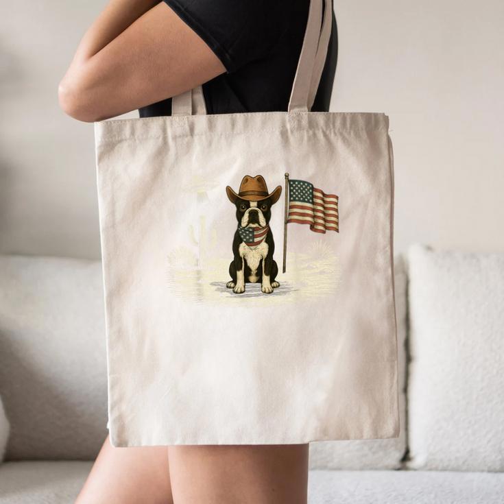 Boston Terrier 4th Of July US American Flag Dog Patriotic Canvas Tote Bag, novelty gifts, funny gifts