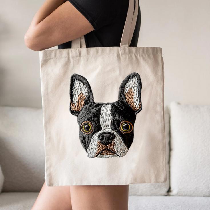 Boston Terrier Cute Puppy Face Dog Lover Pet Owner Canvas Tote Bag, novelty gifts, funny gifts