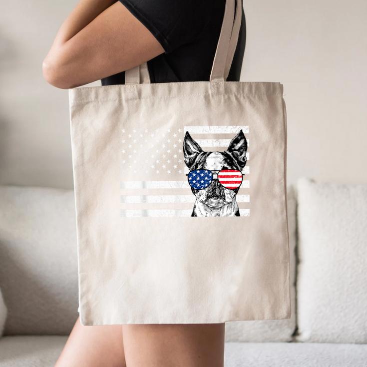 Boston Terrier Dog 4th Of July US American Flag Patriotic Canvas Tote Bag, novelty gifts, funny gifts