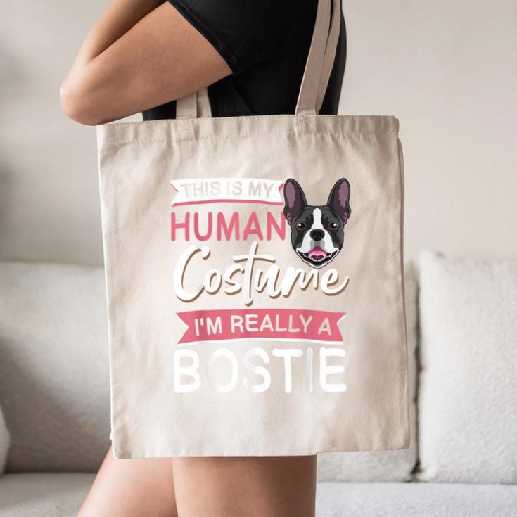 Boston Terrier Dog Bostie Halloween Costume Dog For Kids Canvas Tote Bag, novelty gifts, funny gifts