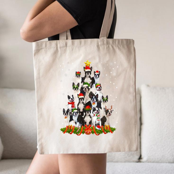 Boston Terrier Dog Christmas Tree Santa Hat Xmas Pajama Men Women Kids Canvas Tote Bag, novelty gifts, funny gifts