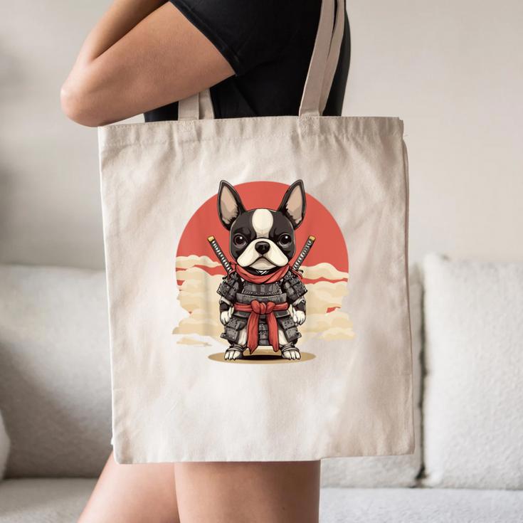Boston Terrier Dog Japanese Style Samurai Dogs Canvas Tote Bag, novelty gifts, funny gifts