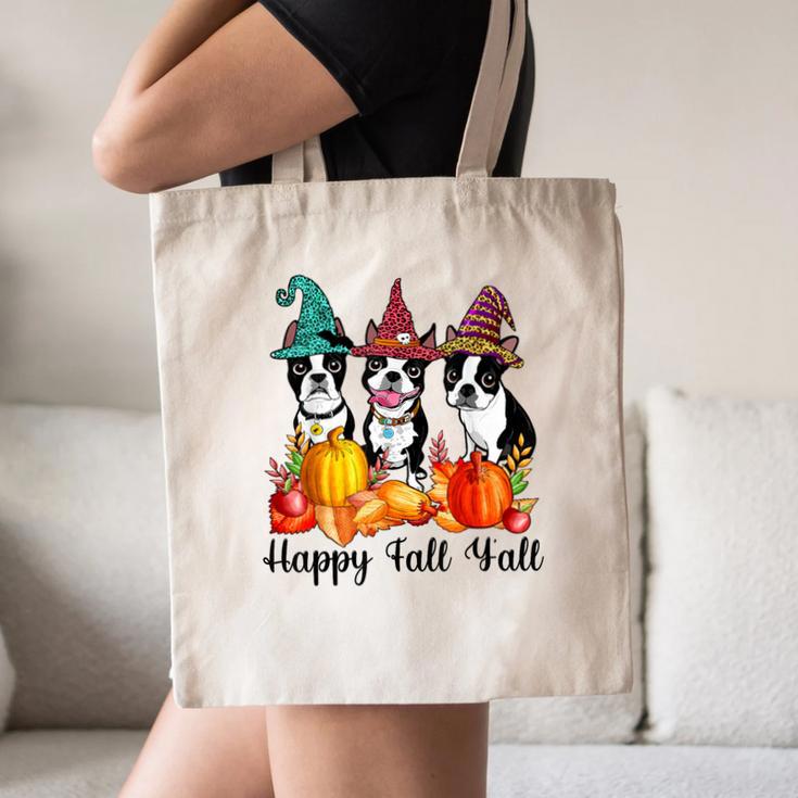 Boston Terrier Dog Lover Fall Ya'Ll Halloween Costume Men Women Canvas Tote Bag, novelty gifts, funny gifts
