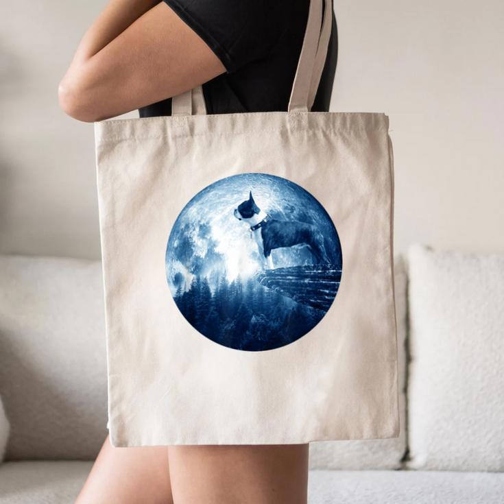 Boston Terrier Dog Moon Dog Mom Dad Women Men Dog Lovers Canvas Tote Bag, novelty gifts, funny gifts