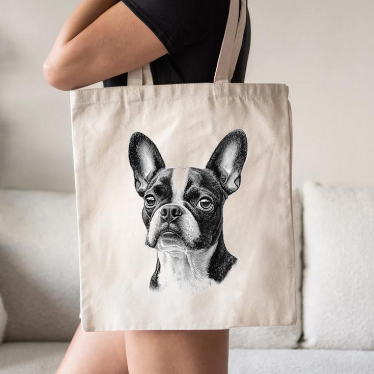 Boston Terrier Dog Motif Pet Illustration Boston Terrier For Men Women Kids Canvas Tote Bag, novelty gifts, funny gifts