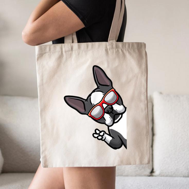 Boston Terrier Dog From Side Boston Bull Canvas Tote Bag, novelty gifts, funny gifts